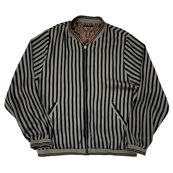 Scotch & Soda - Reversible Satin Bomber Jacket Paisley Stripe - Gold Medium - Picture 5 of 12